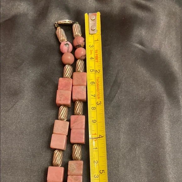 Vintage Sterling Silver Heart Pendant and Pink Stone Necklace - Picture 13 of 16